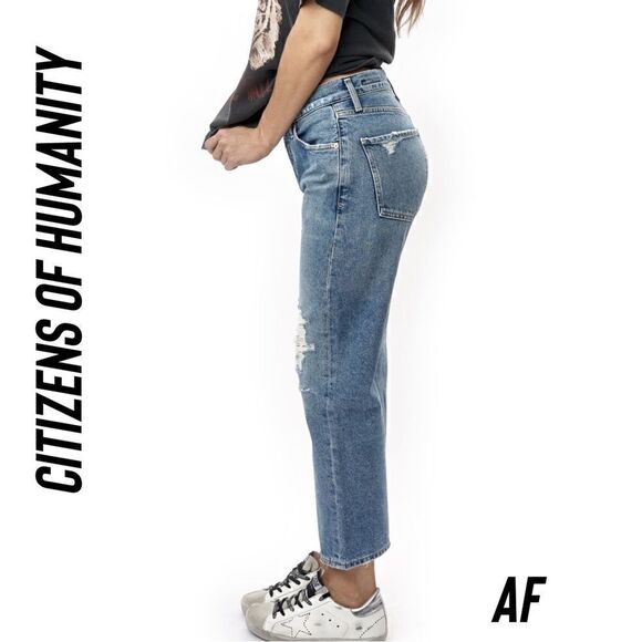 CITIZENS OF HUMANITY LYDIA WIDE LEG SHIMMY HIGH RISE CROPPED JEANS NWT SIZE 30 - Picture 3 of 9